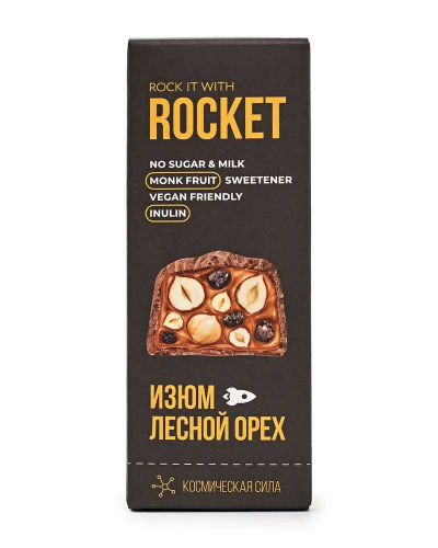 Батончик с лесным орехом и изюмом в карамельном шоколаде 40гр (Rocket)