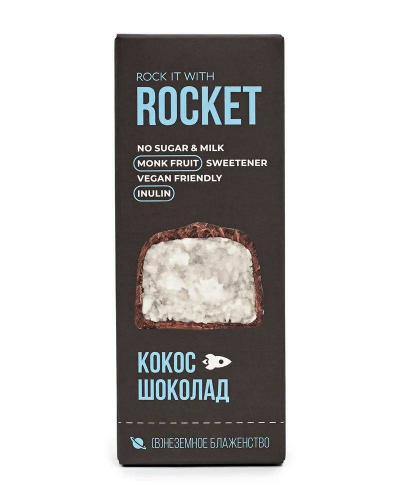 Батончик кокосовый в карамельном шоколаде 40гр (Rocket)