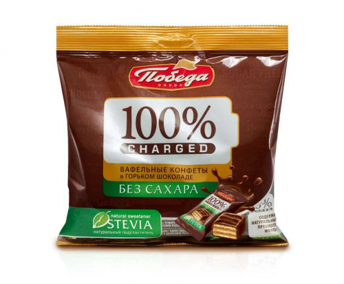 Конфеты вафельные в горьком шоколаде 150гр (Победа)