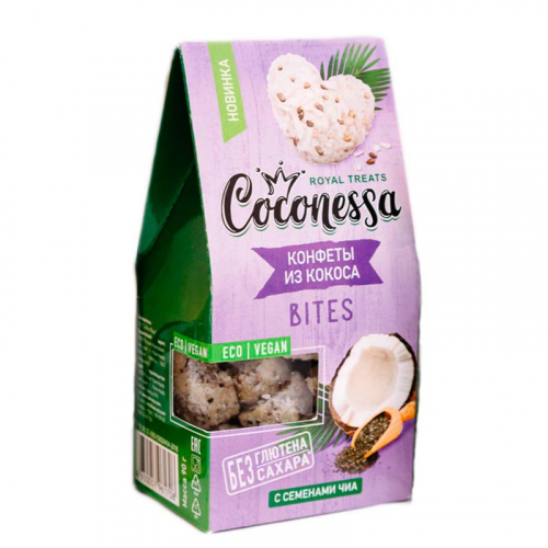 Конфеты кокосовые Семена чиа 90гр (Coconessa)
