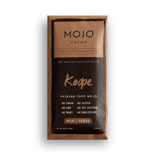 Горький шоколад Mojo cacao 72% Кофе 65гр (Mojo)