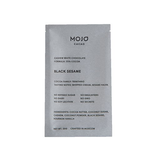 Белый шоколад Mojo cacao с обжаренным черным кунжутом 20гр (Mojo)